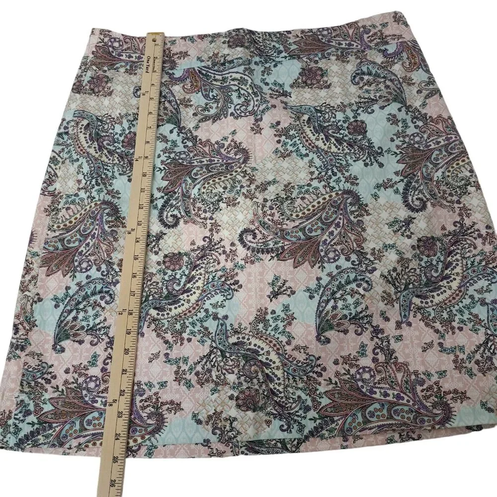 Talbots Womens Plus 16W Midi‎ Pasiley Pencil Skirt Multicolor Pockets Stretch